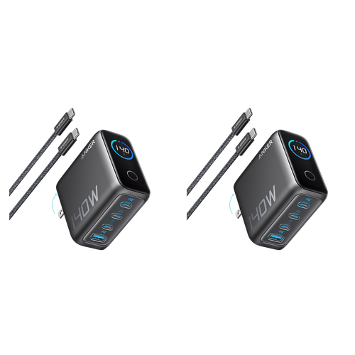 Anker Charger (140W, 4-Port, PD 3.1) with USB-C Cable (2-Pack)