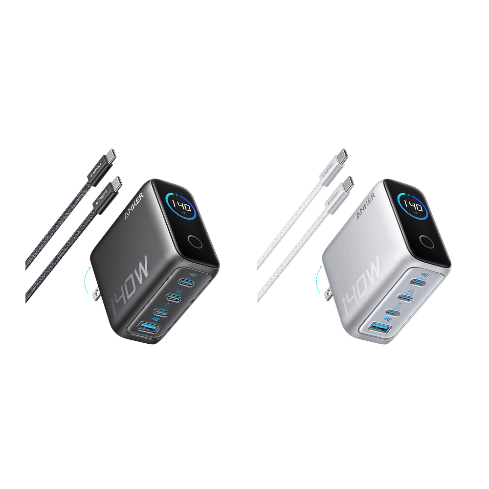 Anker Charger (140W, 4-Port, PD 3.1) with USB-C Cable (2-Pack)