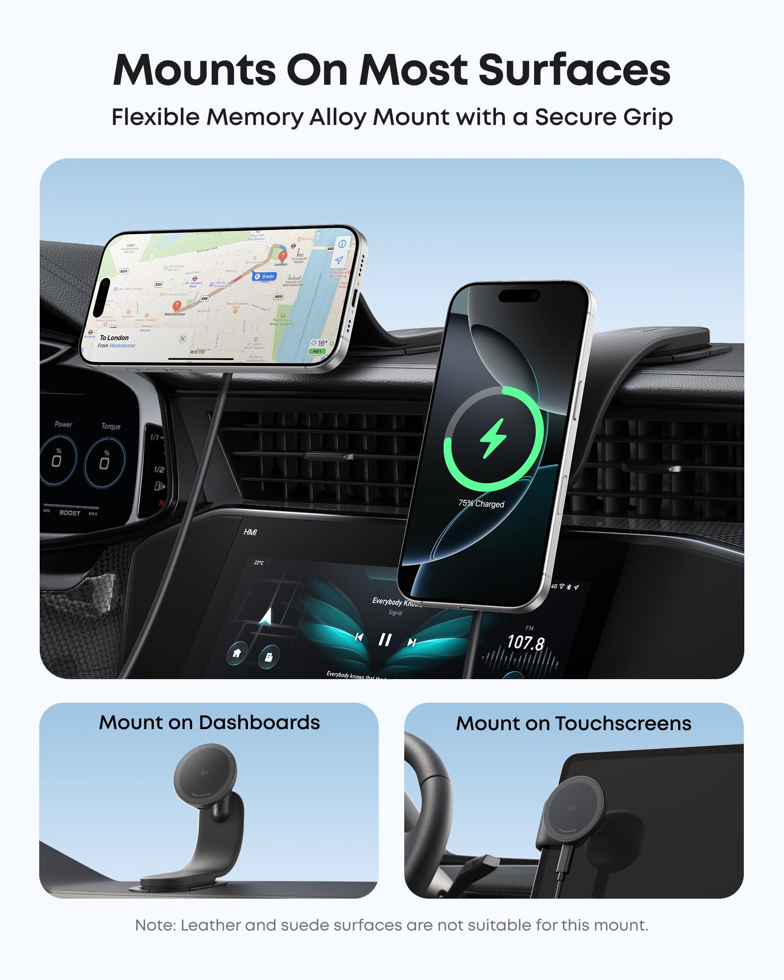 Anker Nano Wireless Car Charger (Magnetic, Detachable Pad) and Anker 140W 2-in-1 USB-C to USB-C Cable