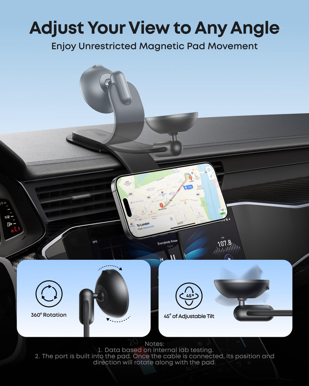 Anker Nano Wireless Car Charger (Magnetic, Detachable Pad) and Anker 140W 2-in-1 USB-C to USB-C Cable