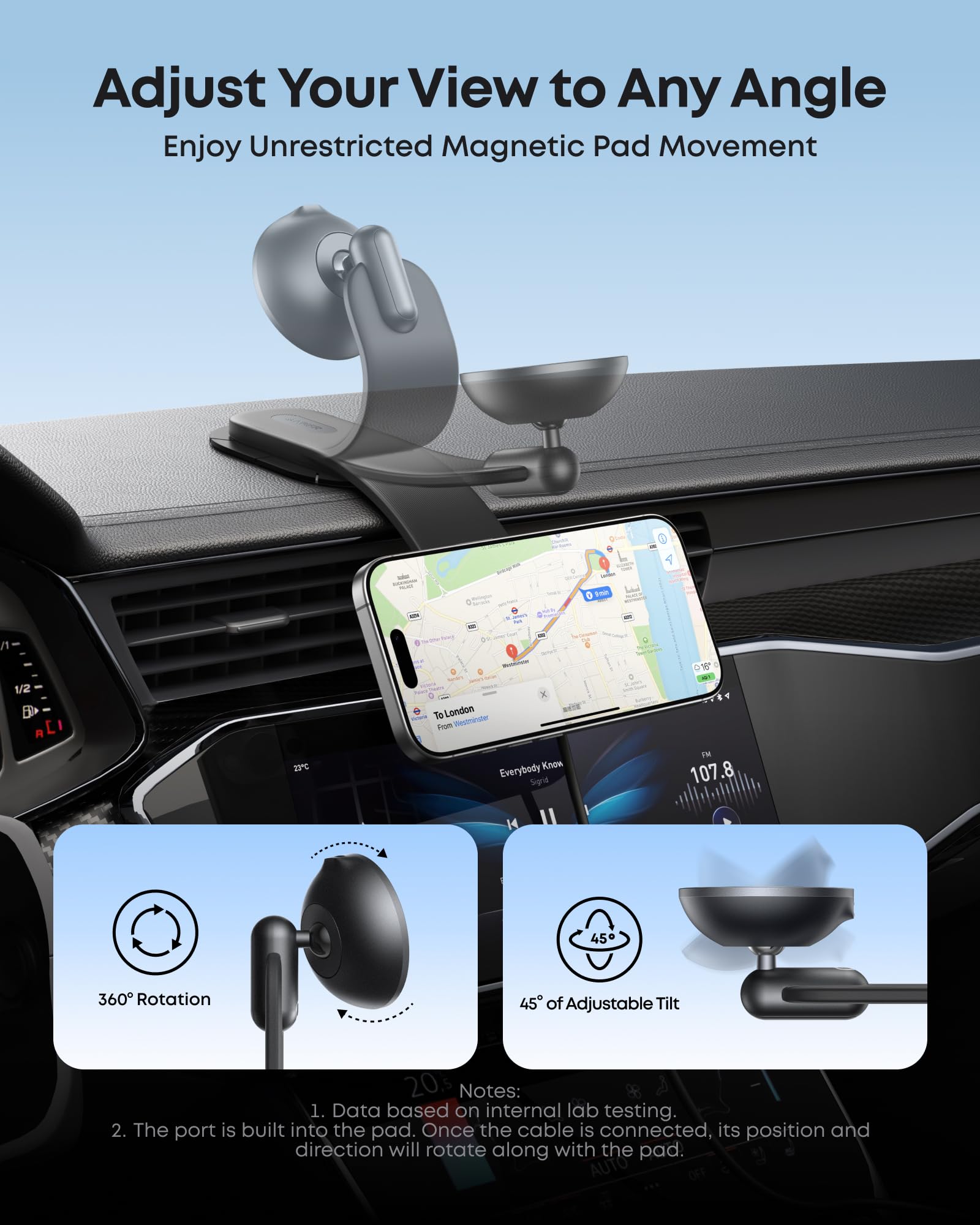 Anker Nano Wireless Car Charger (Magnetic, Detachable Pad) and Anker 140W 2-in-1 USB-C to USB-C Cable