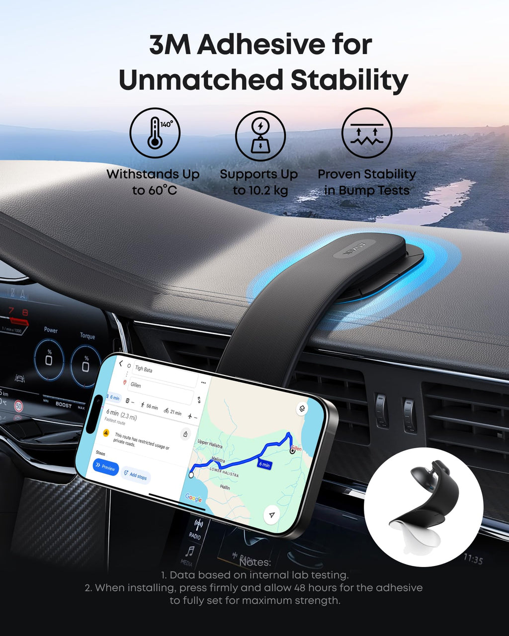 Anker Nano Wireless Car Charger (Magnetic, Detachable Pad) and Anker 140W 2-in-1 USB-C to USB-C Cable