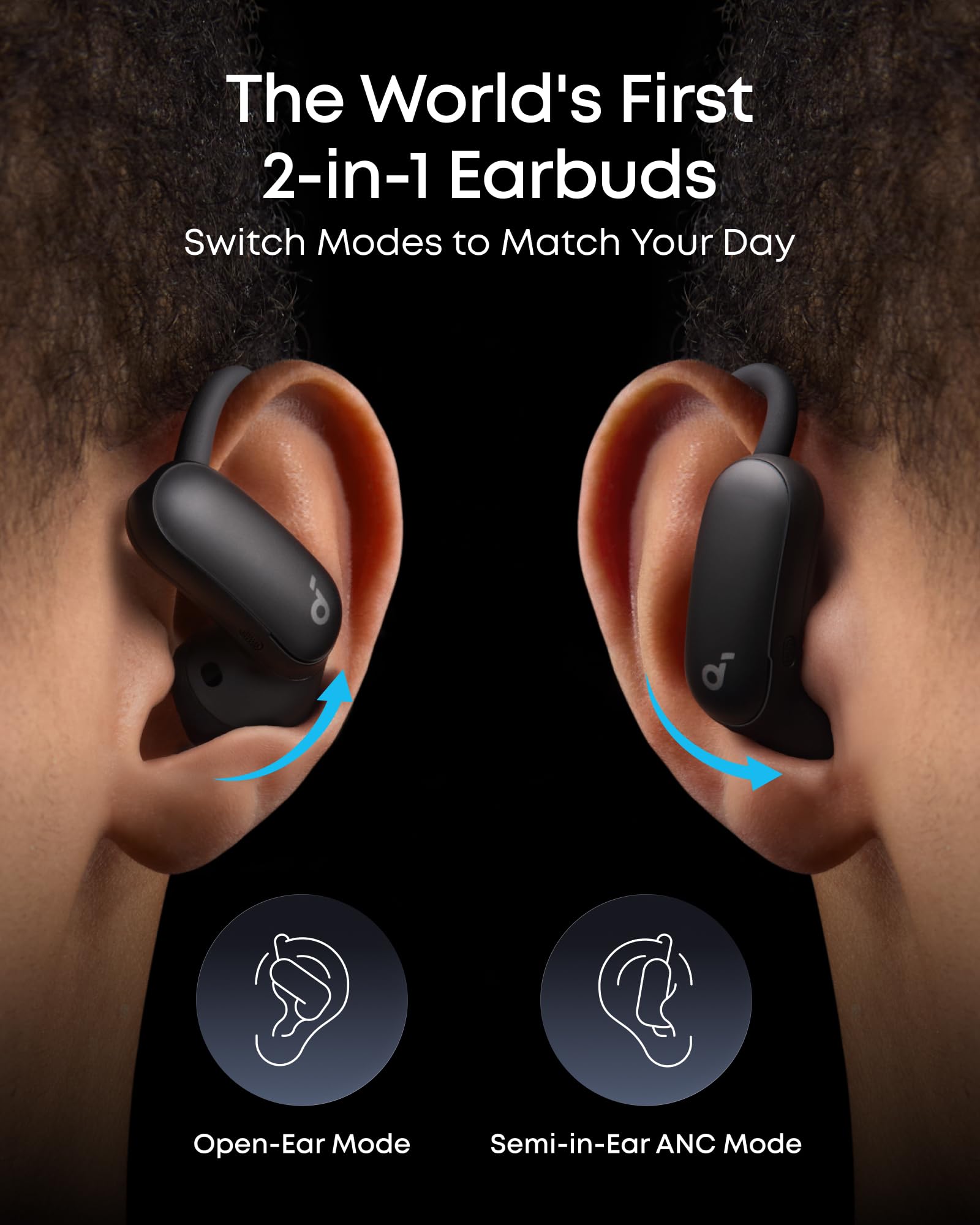 AeroFit 2 Pro｜Dual-Form Earbuds with Open-Ear and Active Noise Cancellation Form