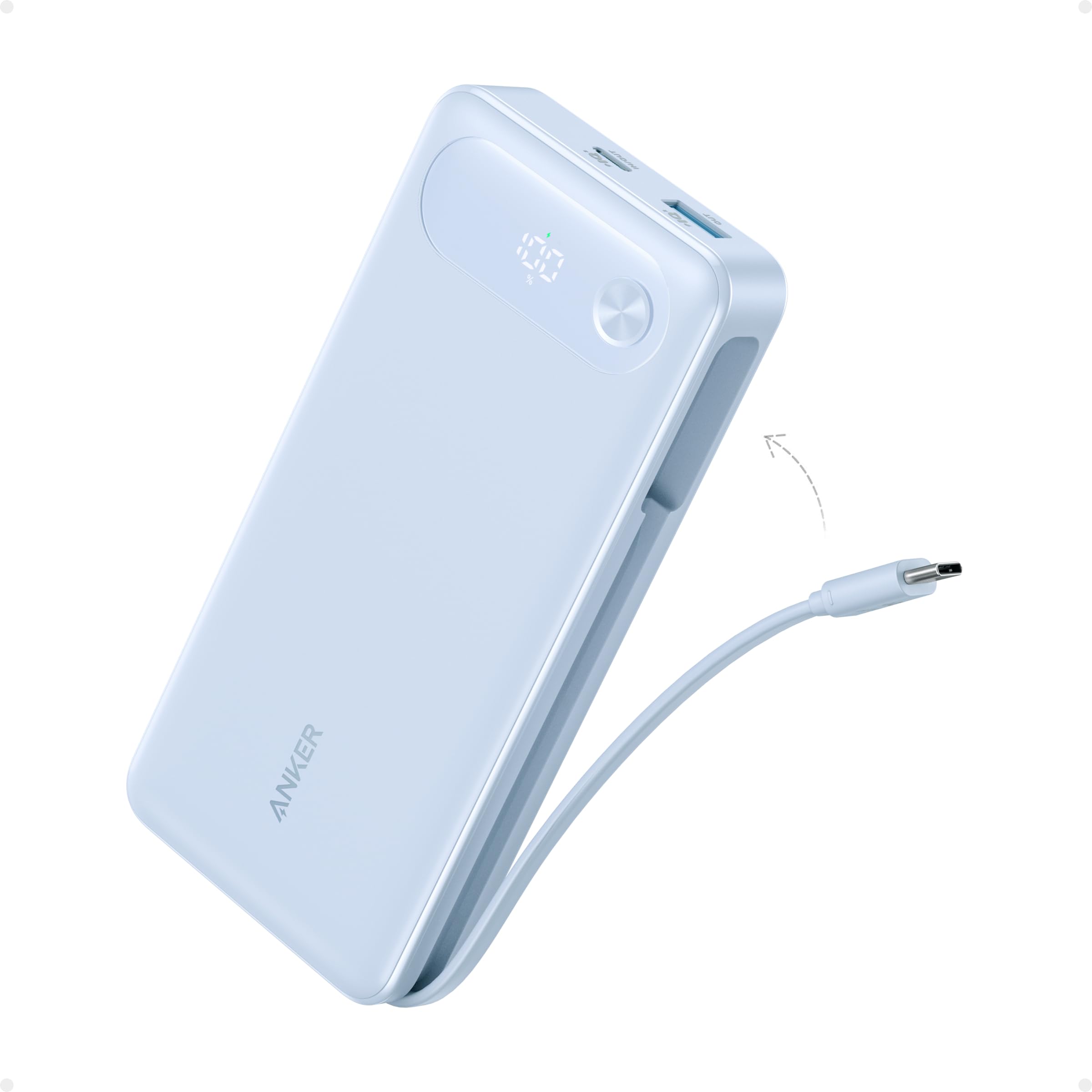 Anker Power Bank (20K, 87W, Built-In USB-C Cable) | Customizable