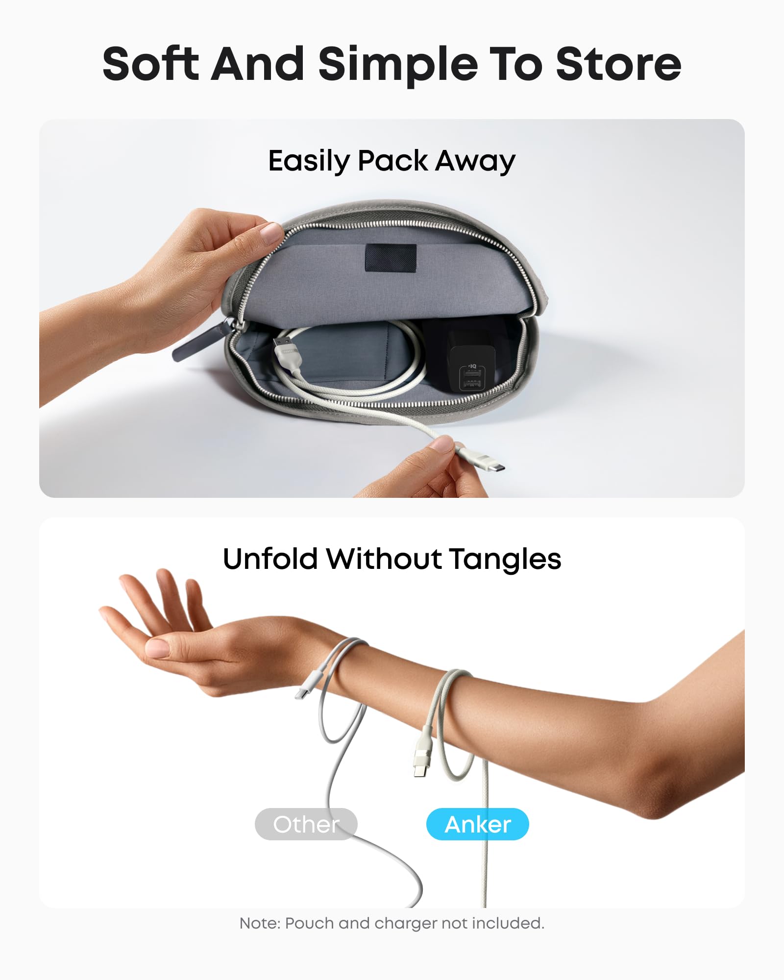 Anker 525 Charging Station and Anker USB-A to USB-C Cable (3 ft/6 ft, Upcycled-Braided)