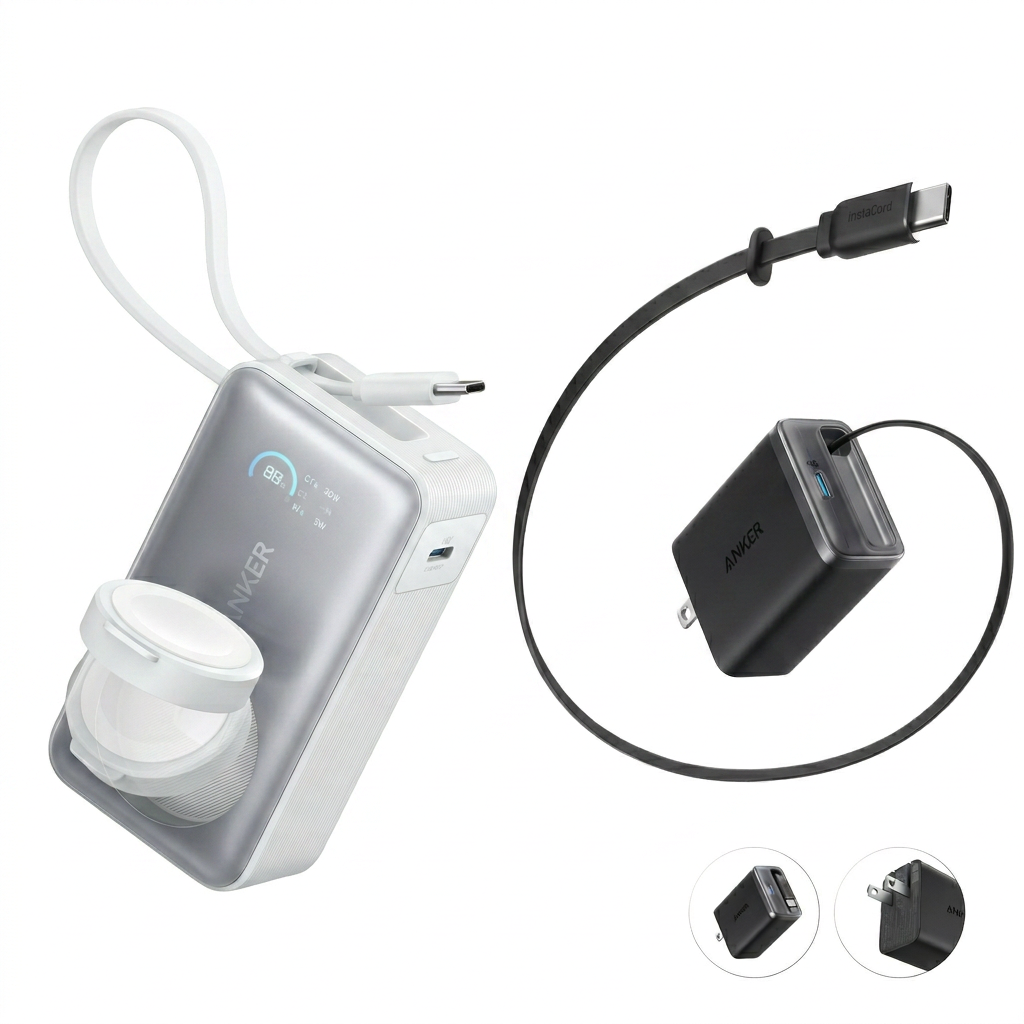 Anker MagGo Power Bank (10K, 35W, For Apple Watch) and Anker Nano Charger (35W, Built-In Retractable USB-C Cable)