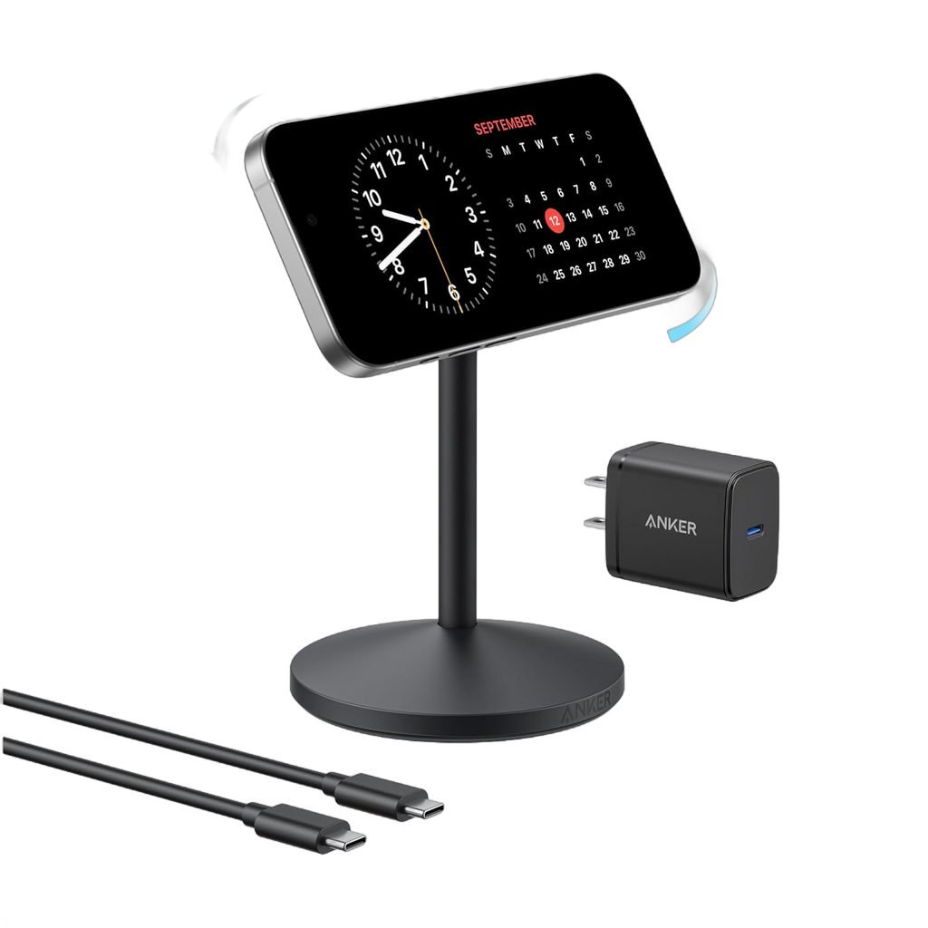 Anker MagGo iPhone 17 MagSafe Charger Compatible Stand (Qi2 15W,With Adapter)