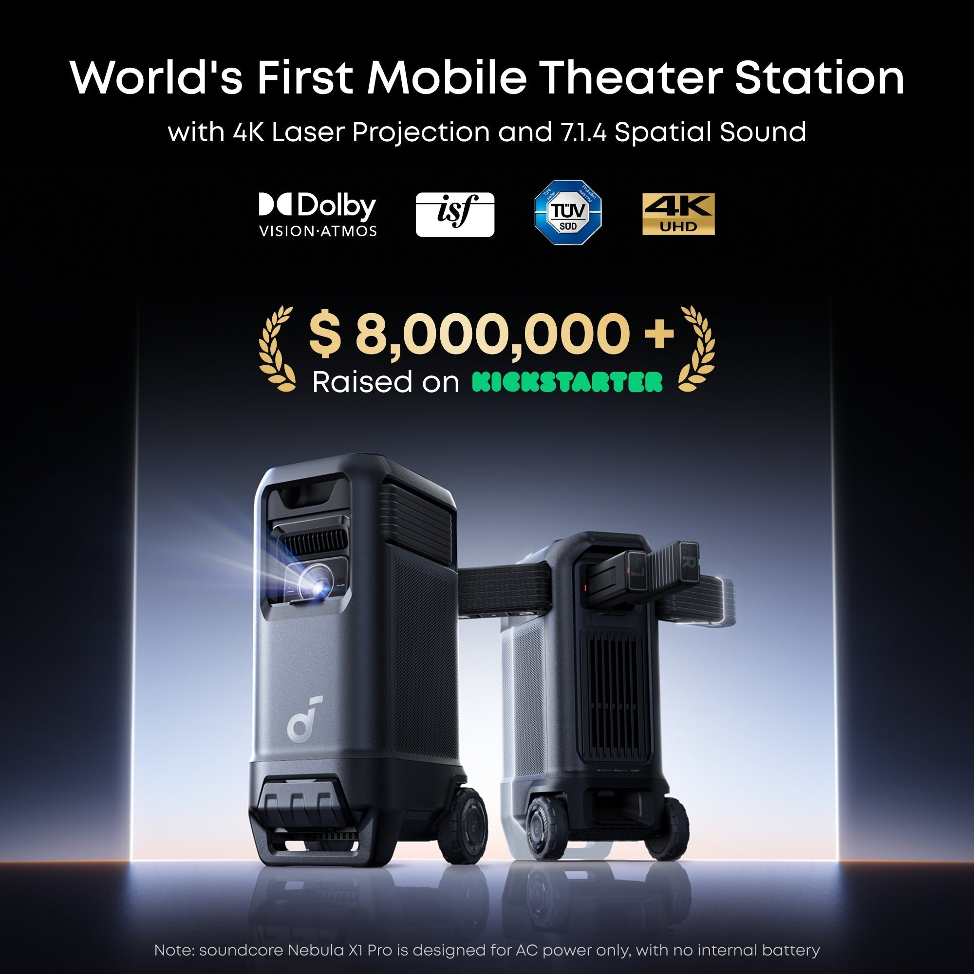 soundcore Nebula X1 Pro 4K Projector | World's First Mobile Theater Station